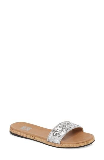 Women's Jane And The Shoe Jill Thin Band Slide Sandal M - Metallic
