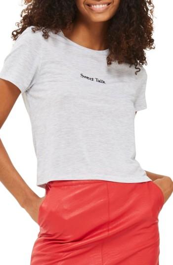 Women's Topshop Sweet Talk Tee Us (fits Like 0-2) - Grey