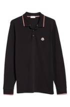 Men's Moncler Maglia Long Sleeve Pique Polo, Size - Black