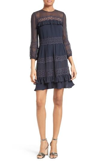 Women's Rebecca Taylor Lace & Georgette Fit & Flare Dress