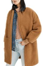 Women's Madewell Bonded Fleece Cocoon Coat, Size - Brown