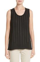 Women's Lafayette 148 New York Jules Chain Stripe Silk Tank, Size - Black