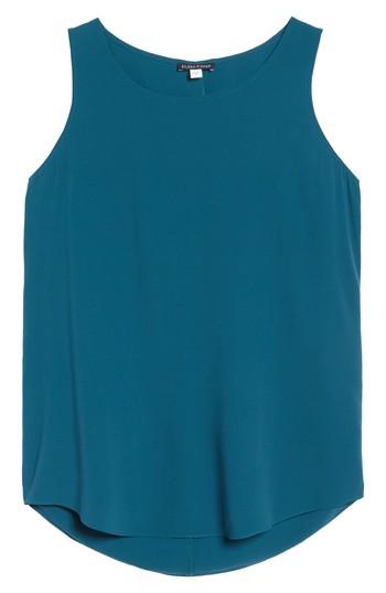 Women's Eileen Fisher Ballet Neck Silk Tank - Blue/green