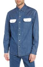 Men's Calvin Klein Archive Colorblock Denim Western Shirt - Blue