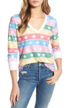 Women's Wildfox Leroy - Stellar Stripe Thermal Tee - Red