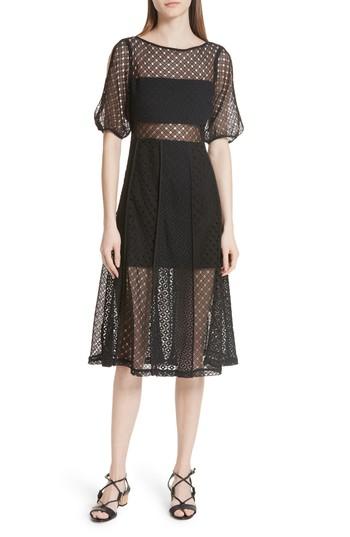 Women's Sandro Noir Lace Slit Sleeve Dress - Black