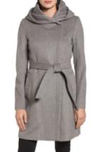 Women's Cole Haan Belted Asymmetrical Wool Coat - Grey