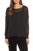 Women's Eileen Fisher Bateau Neck Silk Boxy Top - Black