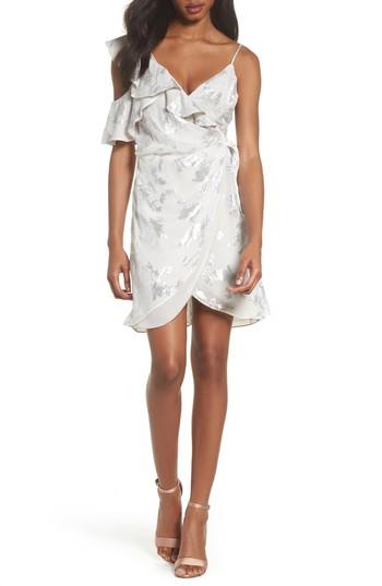 Women's Bardot Cold Shoulder Wrap Dress - Metallic