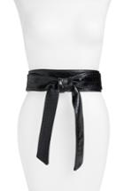 Women's Something Navy Double Wrap Faux Leather Sash Belt - Black