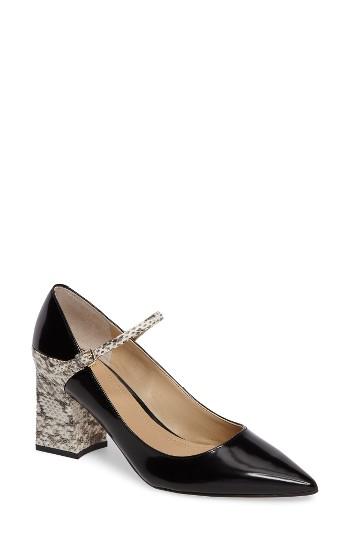 Women's Marc Fisher Ltd Zullys Snake Embossed Mary Jane Pump M - Black