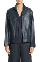 Women's Zero + Maria Cornejo Perforated Nappa Leather Jacket - Blue
