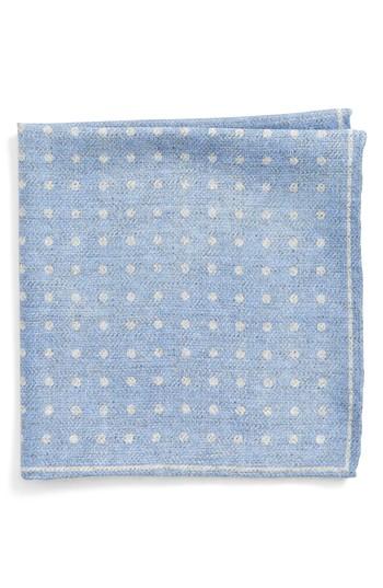 Men's Canali Dot Silk Pocket Square, Size - Blue