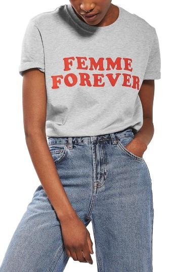Women's Topshop Femme Forever Tee - Grey