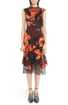 Women's Givenchy Orange Blossom Sheer Silk Dress