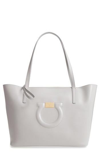 Salvatore Ferragamo Quilted Gancio Leather Tote - Grey