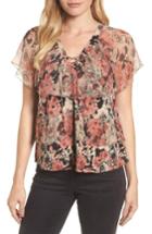 Women's Lucky Brand Ruffled Rose Print Top - Pink
