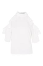 Women's Topshop Ruffle Cold Shoulder Top Us (fits Like 0-2) - Ivory