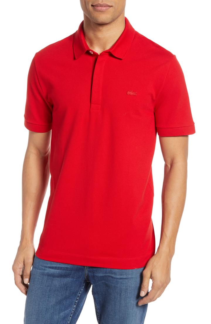 Men's Lacoste Paris Fit Stretch Polo, Size 3(s) - Red