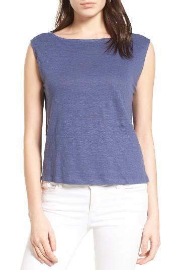 Women's Eileen Fisher Boxy Organic Linen Shell - Blue