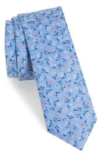 Men's The Tie Bar Flower Fields Silk & Cotton Tie, Size - Blue