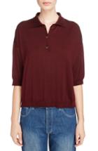 Women's Loewe Knit Silk Polo - Burgundy