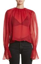 Women's Beaufille Camarina Crinkle Chiffon Blouse - Red