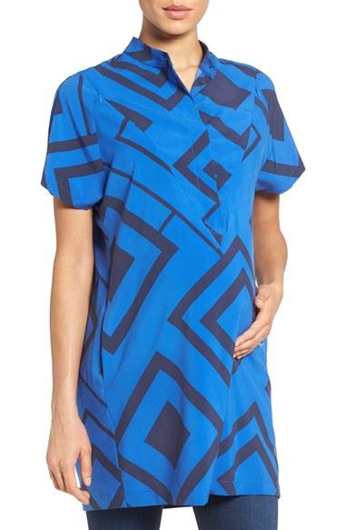 Women's Loyal Hana 'erin' Print Maternity/nursing Shirtdress - Blue