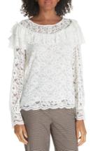 Women's Rebecca Taylor Cotton Blend Lace Ruffle Blouse - Ivory