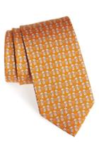 Men's Salvatore Ferragamo Monkey Print Silk Tie, Size - Orange