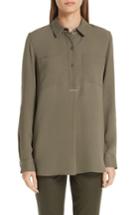 Women's Lafayette 148 New York Prianka Silk Double Georgette Blouse - Green