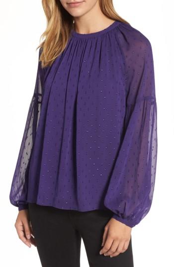 Women's Michael Michael Kors Clip Dot Peasant Top - Purple