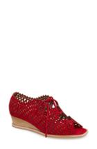 Women's Jeffrey Campbell Espejo Lace-up Wedge .5 M - Red