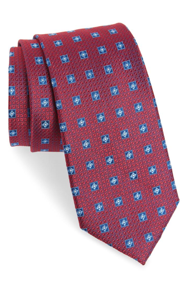 Men's Nordstrom Men's Shop Sandy Medallion Silk Tie, Size - Red