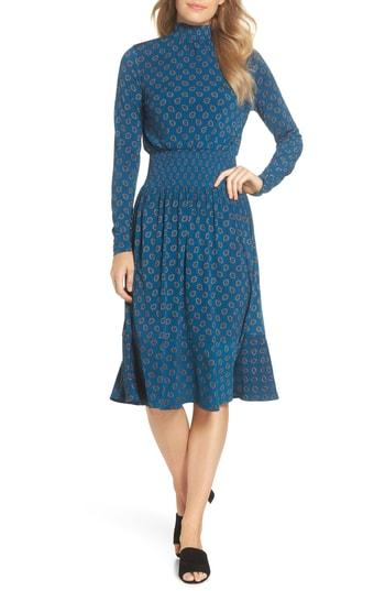 Women's Michael Michael Kors Foulard Smocked Midi Dress - Blue