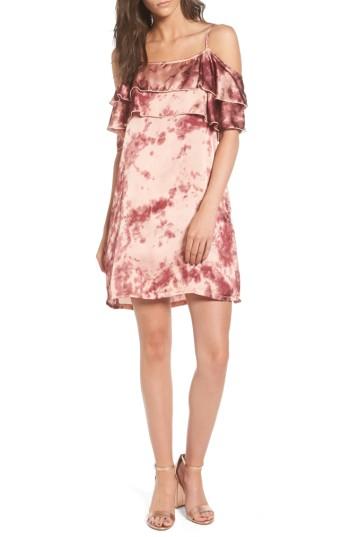 Women's Mimi Chica Print Off The Shoulder Satin Dress - Purple