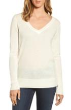 Petite Women's Halogen V-neck Cashmere Sweater, Size P - Ivory