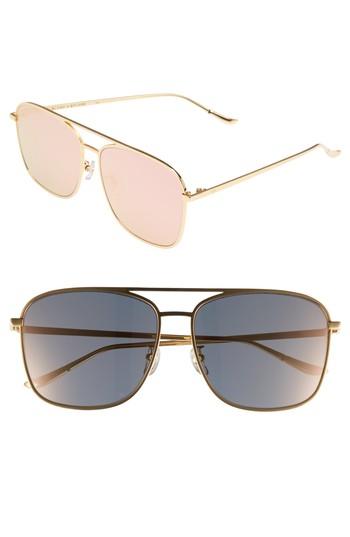 Women's Blanc & Eclare Geneva 61mm Large Polarized Metal Aviator Sunglasses - Gold/ Pink