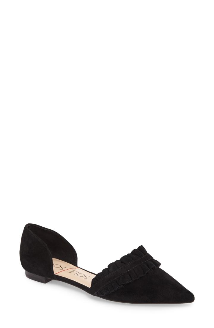 Women's Sole Society Rosalind Ruffle D'orsay Flat M - Black