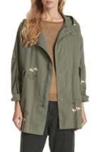 Women's The Great. Embroidered Military Parka - Green