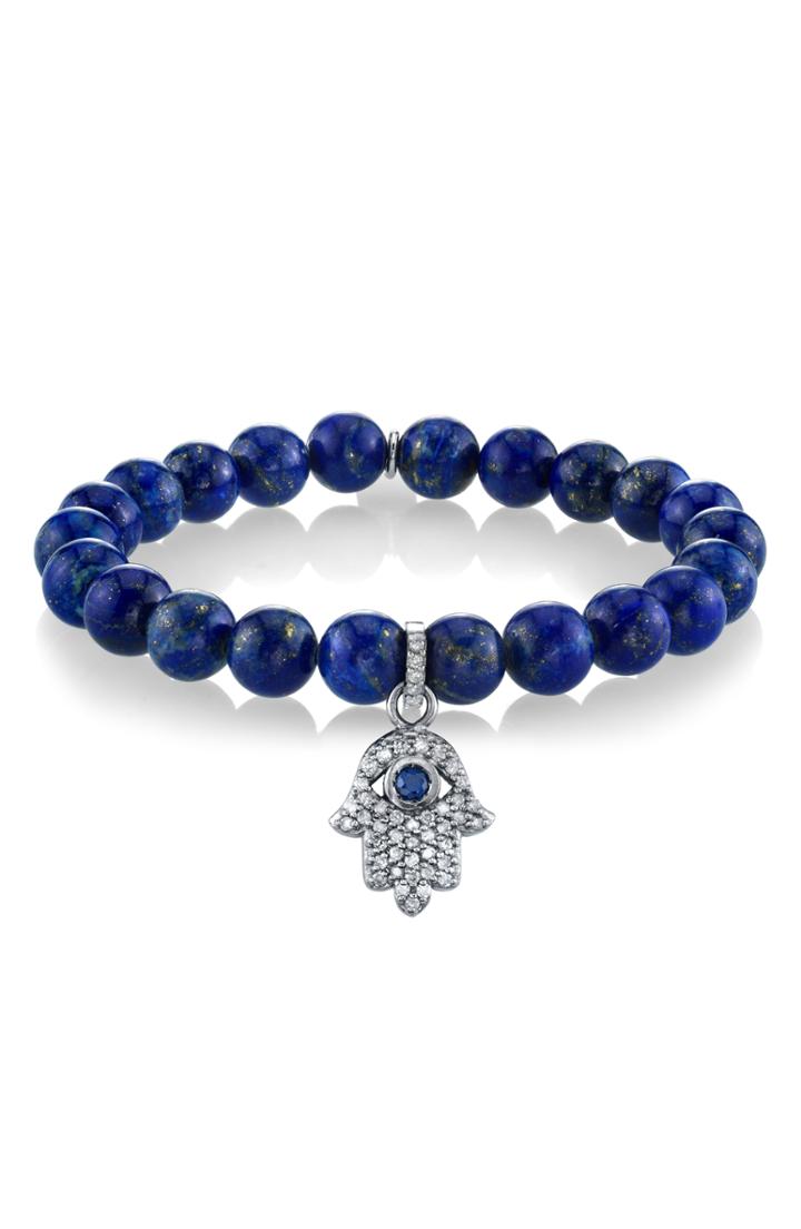 Women's Sheryl Lowe Hamsa Charm Lapis & Diamond Bracelet