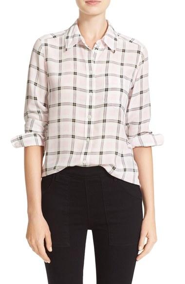 Women's Equipment Brett Plaid Silk Shirt - Pink
