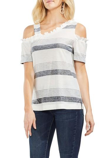 Women's Vince Camuto Cold Shoulder Stripe Top - Black