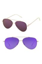 Women's Perverse Bronson 58mm Aviator Sunglasses - Gold/ Purple