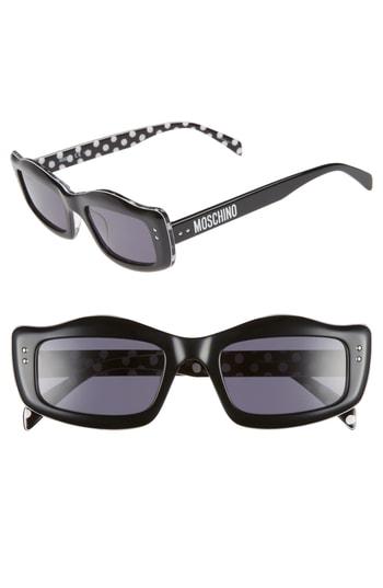 Women's Moschino 51mm Rectangle Sunglasses - Black Pattern White