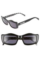 Women's Moschino 51mm Rectangle Sunglasses - Black Pattern White
