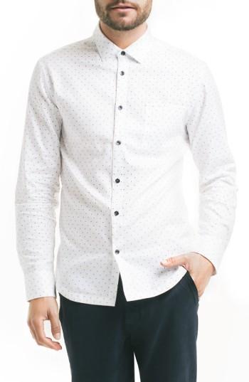 Men's Good Man Brand Slim Fit Pattern Sport Shirt - White