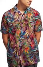 Men's Topman Rainbow Palm Print Shirt - Red