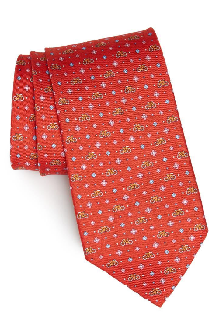Men's Salvatore Ferragamo Graziel Print Silk Tie, Size - Red