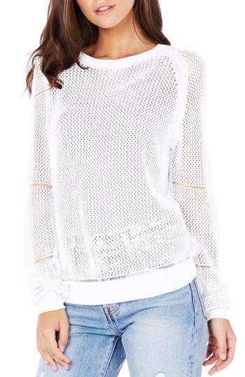 Women's Michael Stars Open Stitch Sweatshirt, Size - White